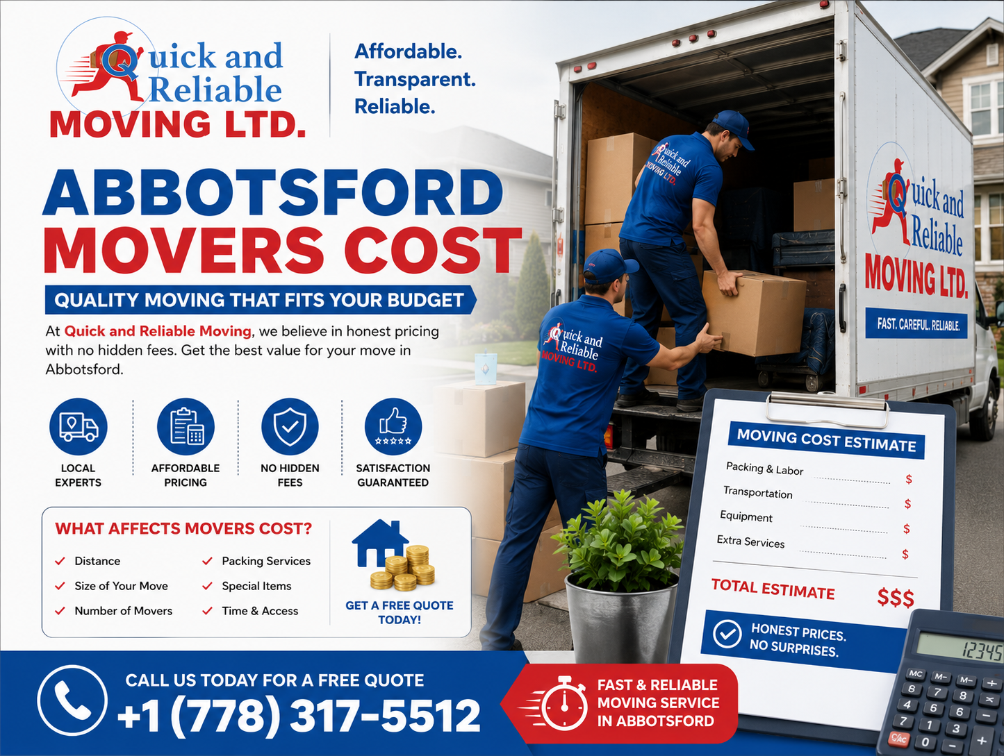 Compare Abbotsford movers cost with Quick and Reliable Moving